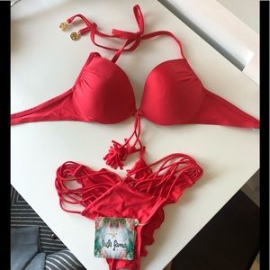 Luli fama never worn red tassel bikini